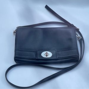 Vintage Kate Spade New York Black Leather Crossbody Bag Patent Trim Gold Hardwar